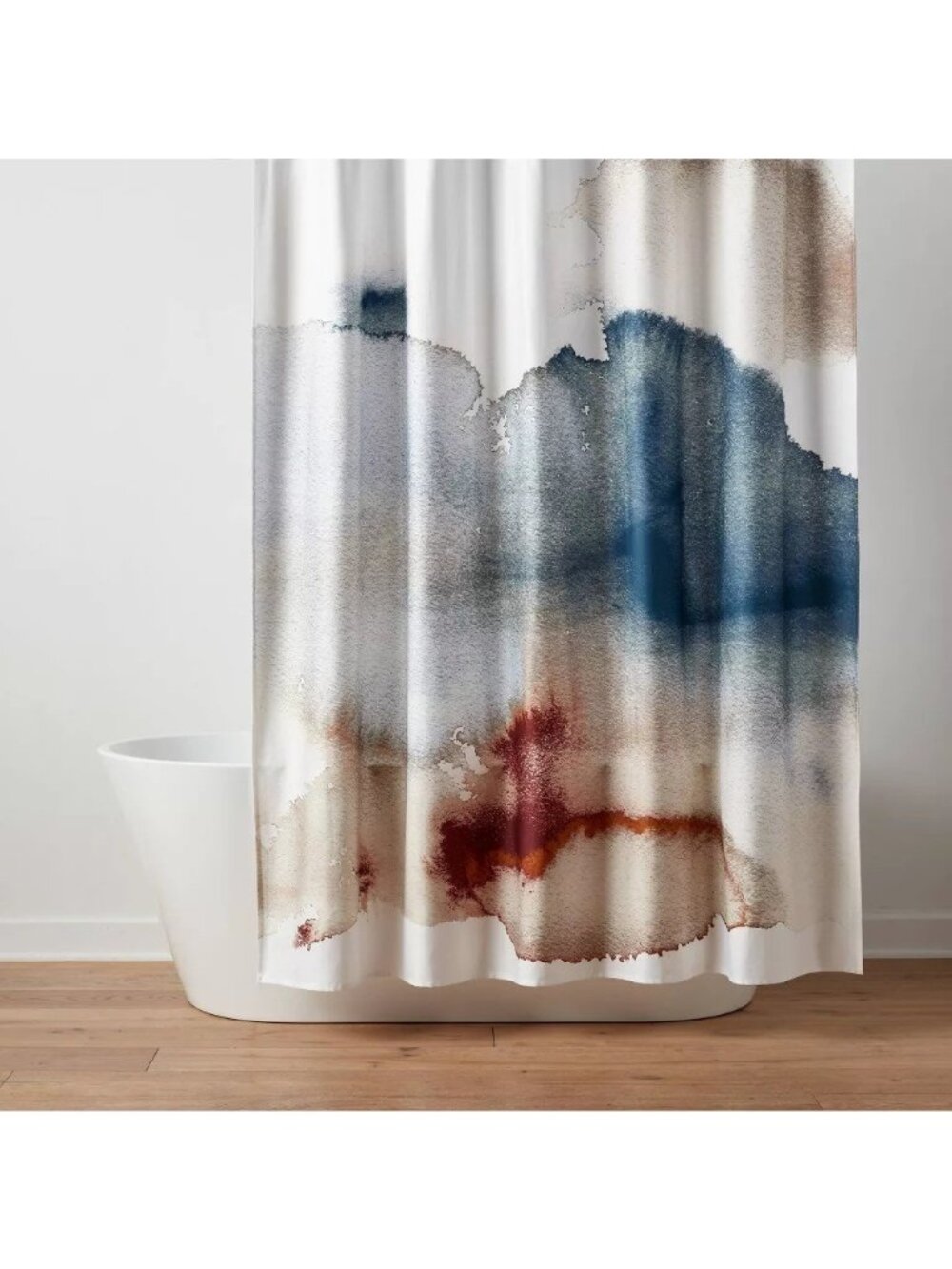 Threshold Watercolor Blue & Red Print 100% Cotton Sateen 72" Shower Curtain